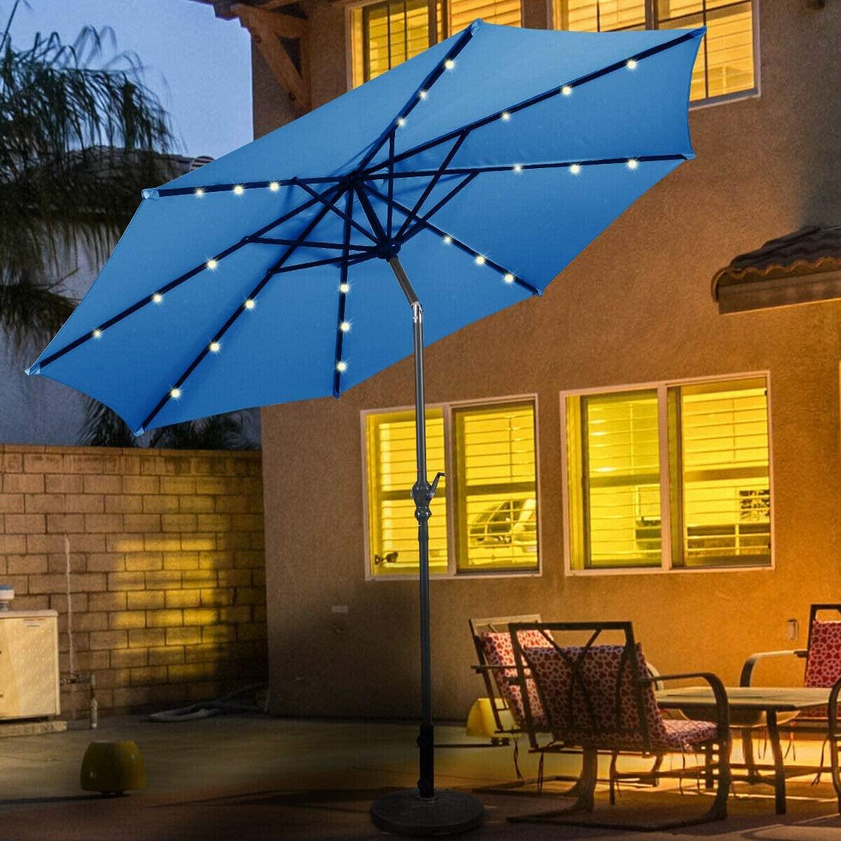 10ft Solar Patio Umbrella Outdoor with Lights Pool Indoor Outdoor Use