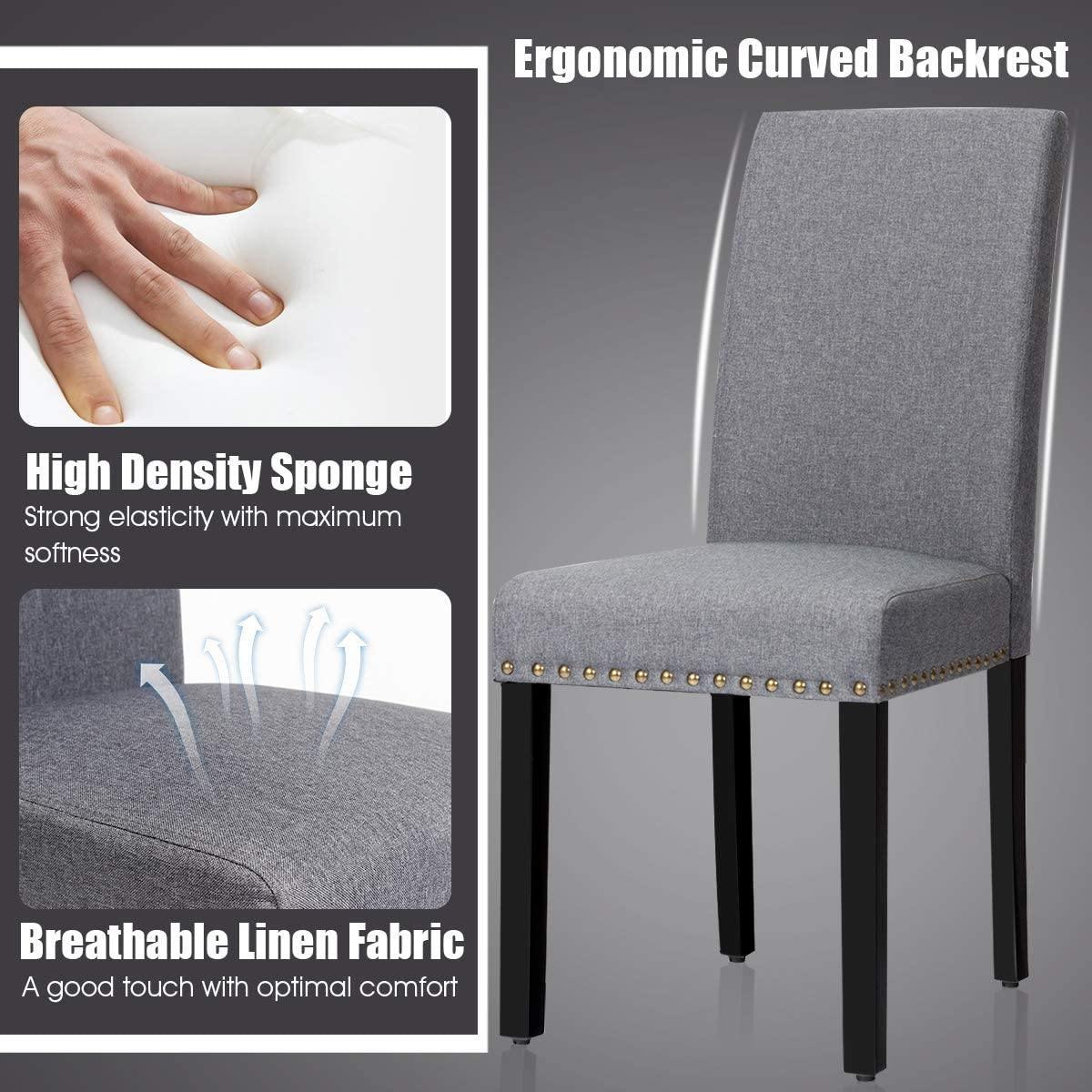 Giantex Upholstered Dining Chairs Set of 2 or 4, Fabric Side Chairs w/Wood Legs - Giantexus