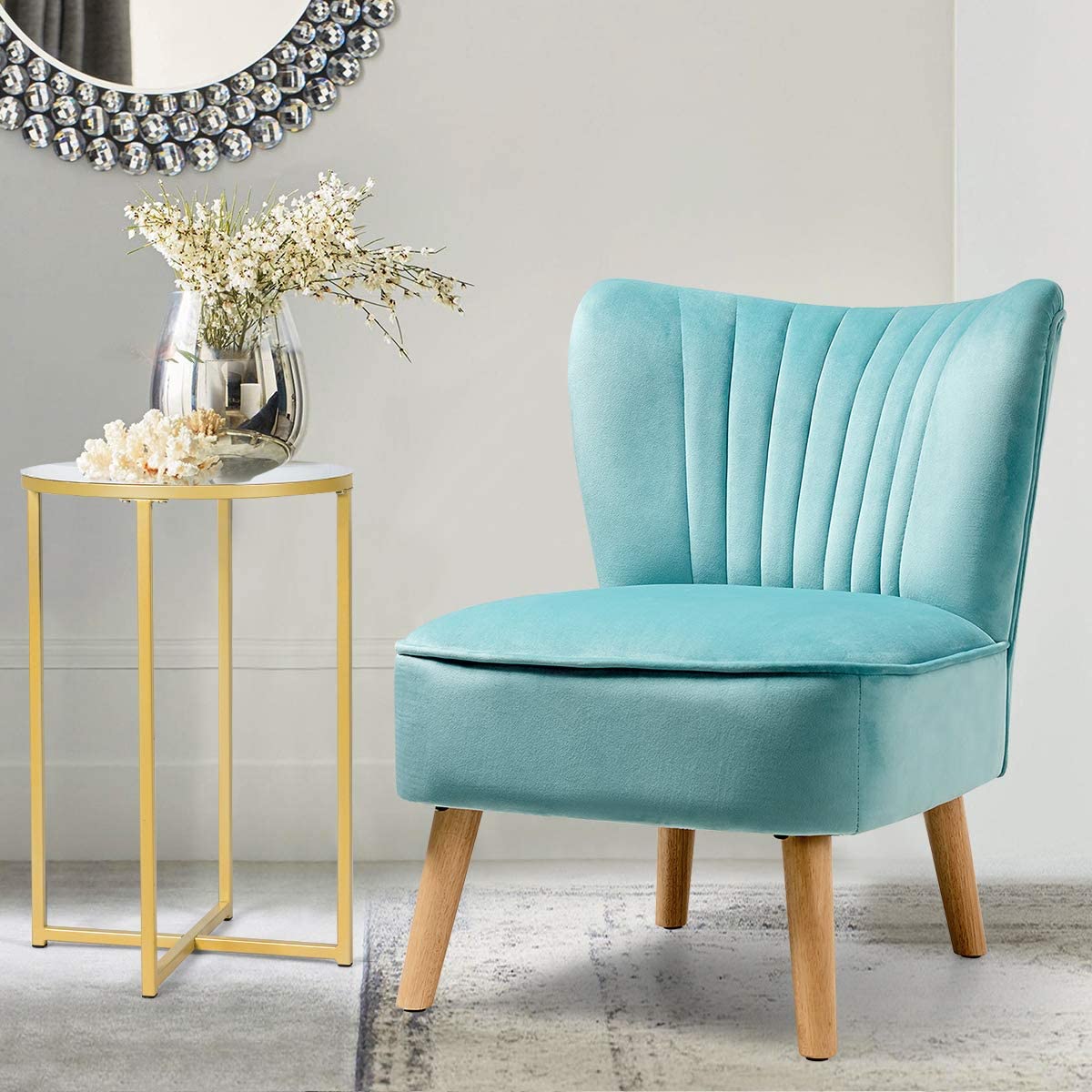 Velvet Accent Chair, Upholstered Modern Sofa Chair - Giantexus
