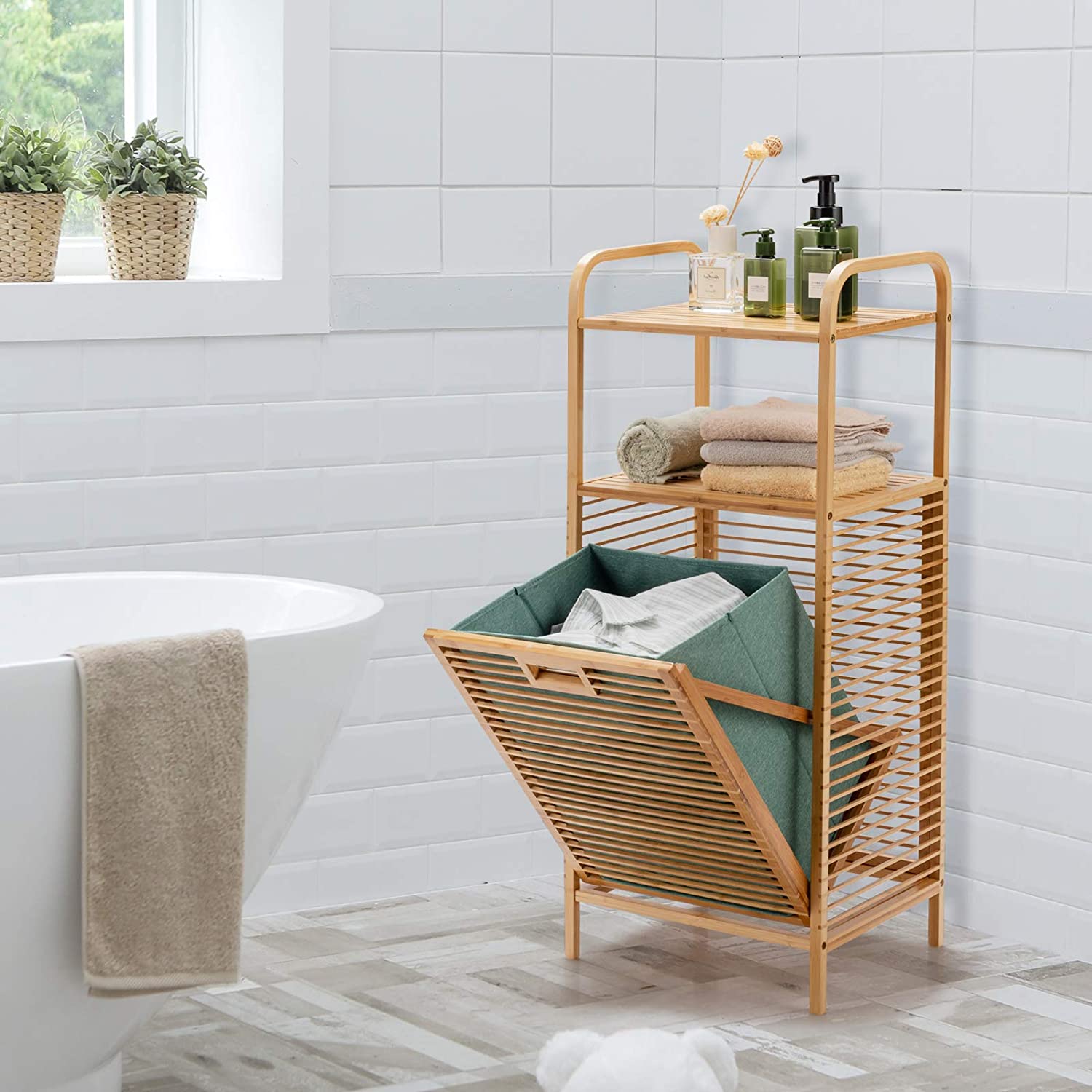 Bamboo Freestanding Clothes Basket - Giantexus