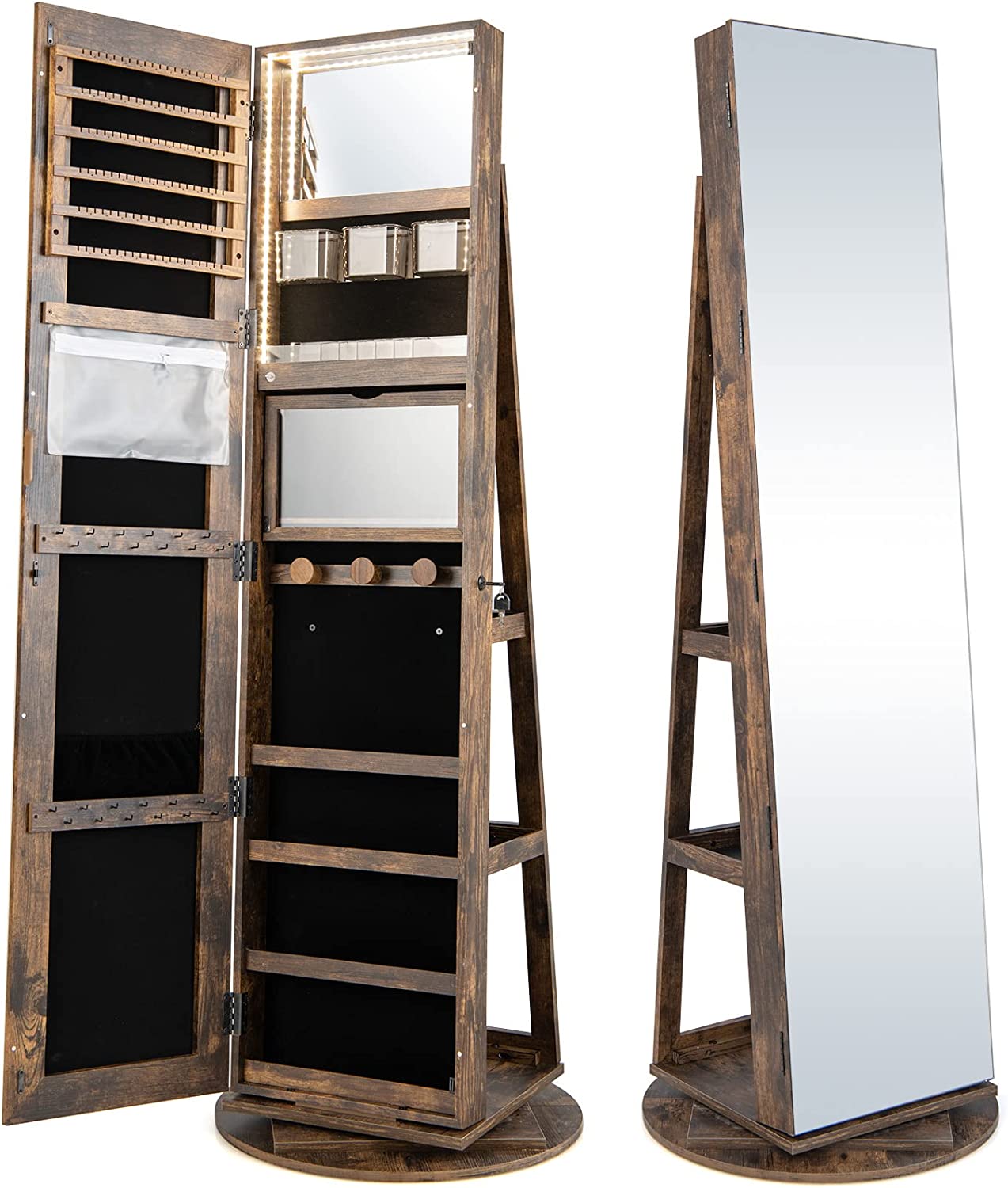 Jewelry Armoire, Brown - Giantex