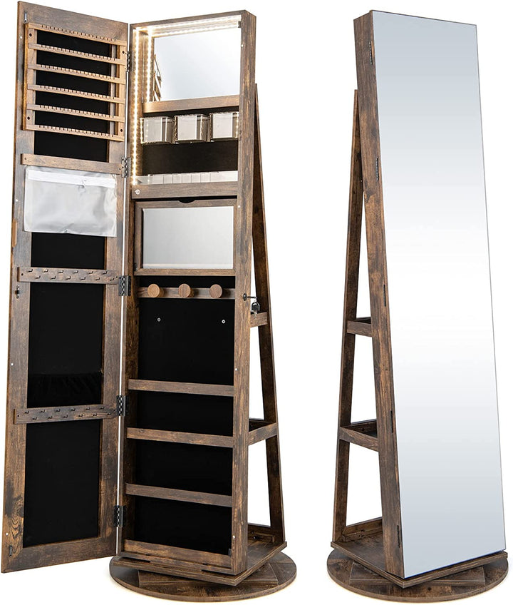 Jewelry Armoire, Brown - Giantex