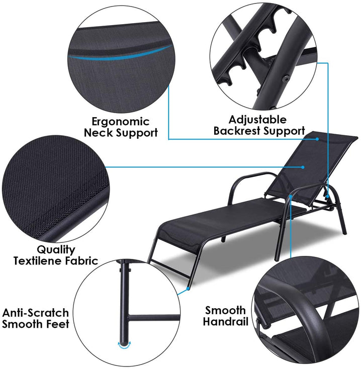 Outdoor Patio Chaise Lounge Chair