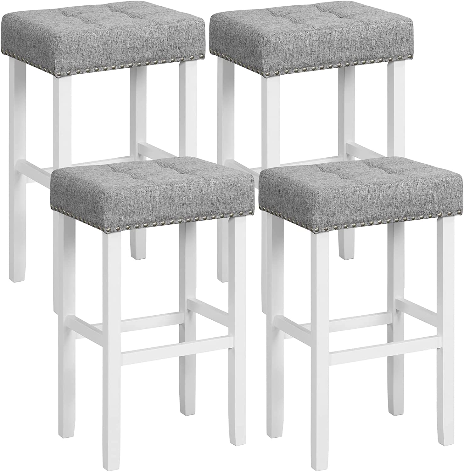 Giantex Bar Stools Set of 2-29" Bar Height Backless Barstools with Nailhead Linen Foam Seat