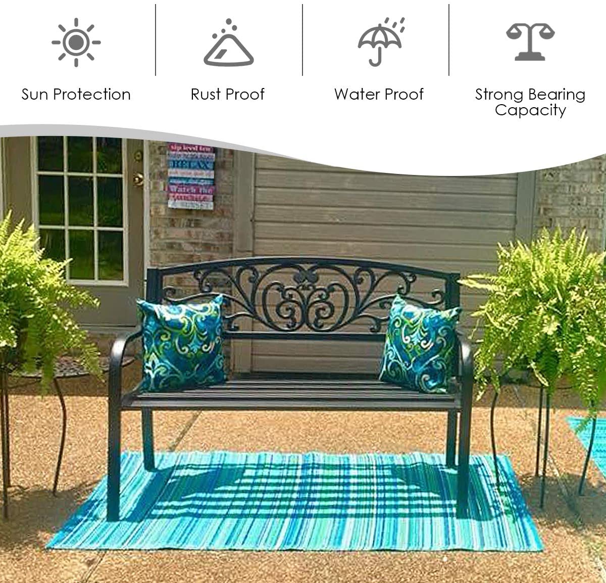 Giantex 50" Patio Garden Bench, Loveseats Park Yard Furniture