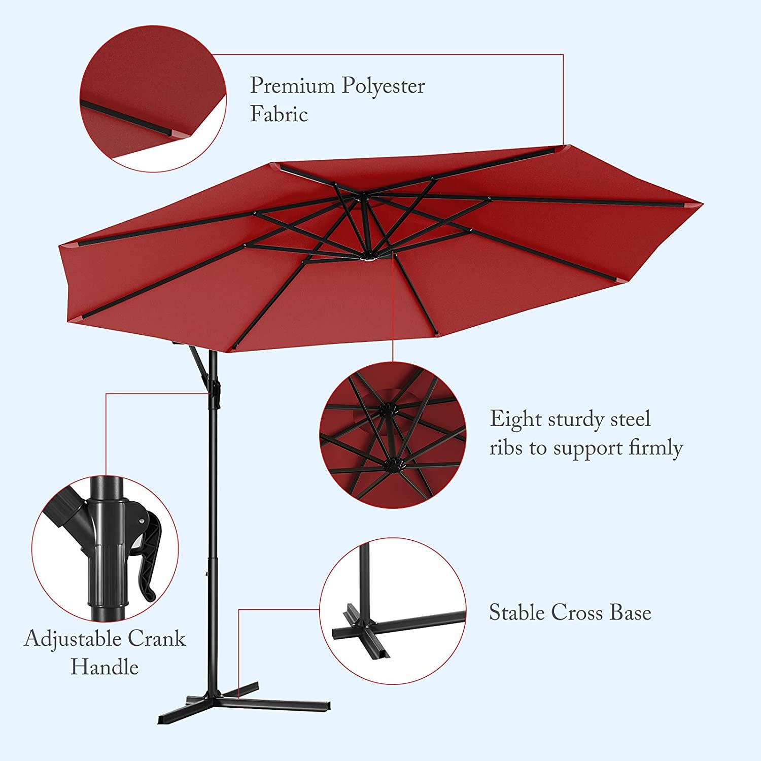 10ft Offset Patio Umbrella Cantilever Umbrella - Giantexus