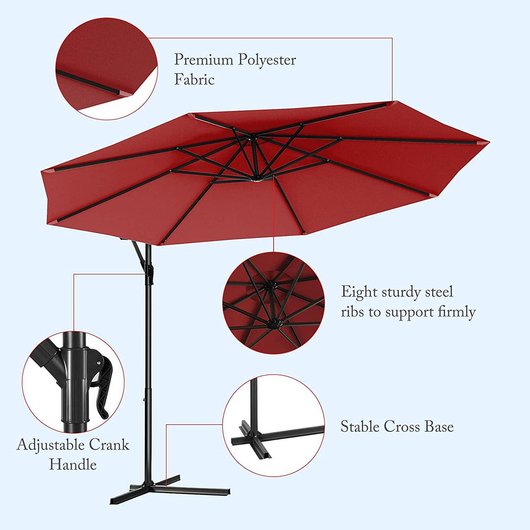 10ft Offset Patio Umbrella Cantilever Umbrella - Giantexus