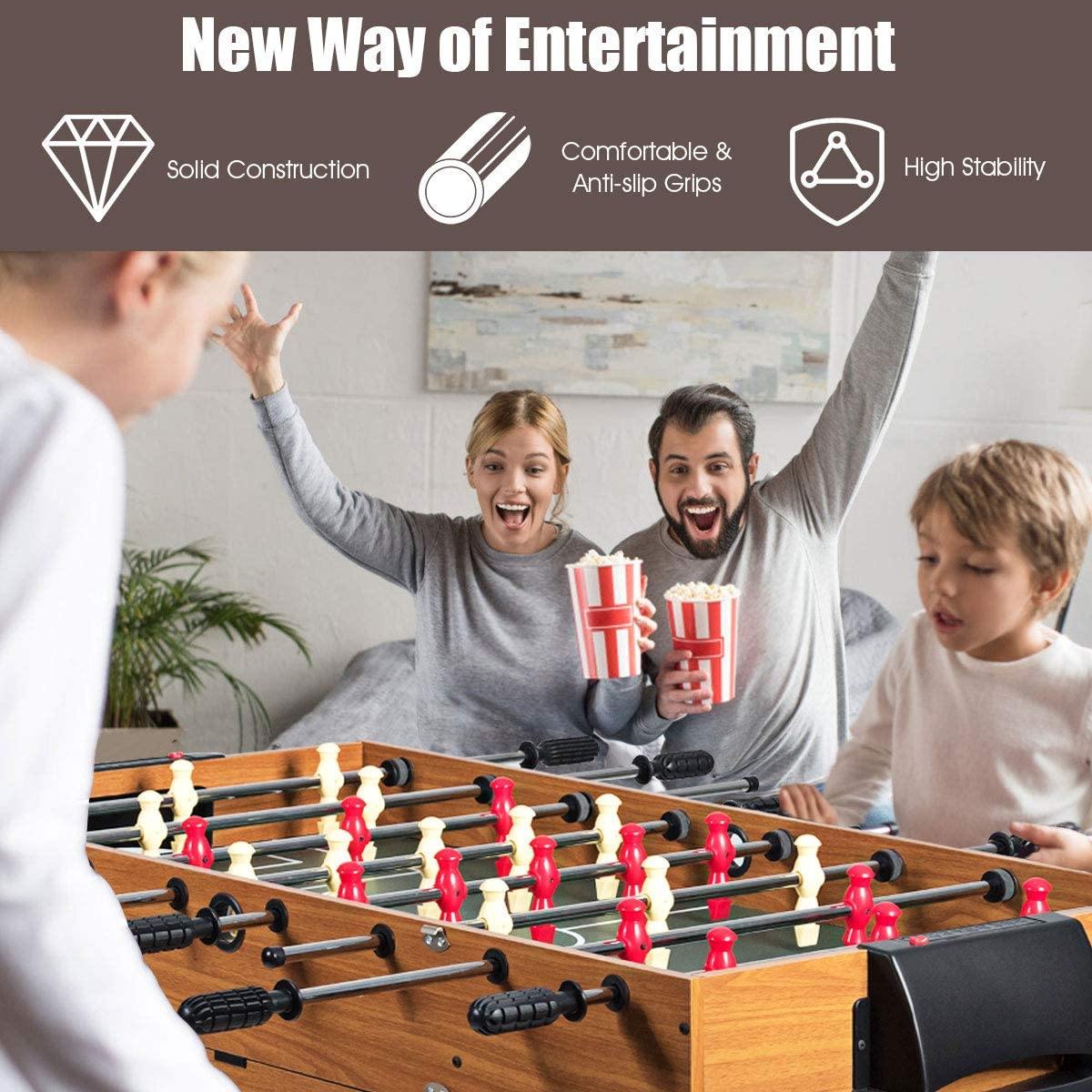 3-in-1 48" Combo Game Table w/ Soccer, Billiard, Slide Hockey, Wood Foosball Table - Giantexus