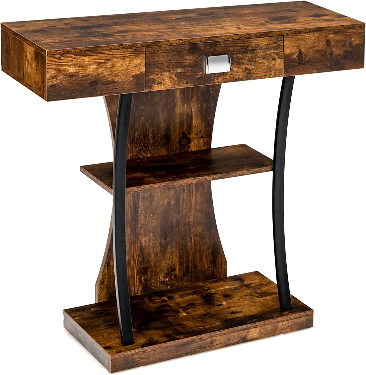 Narrow Console Table T-Shaped - Behind Couch Table - Giantex