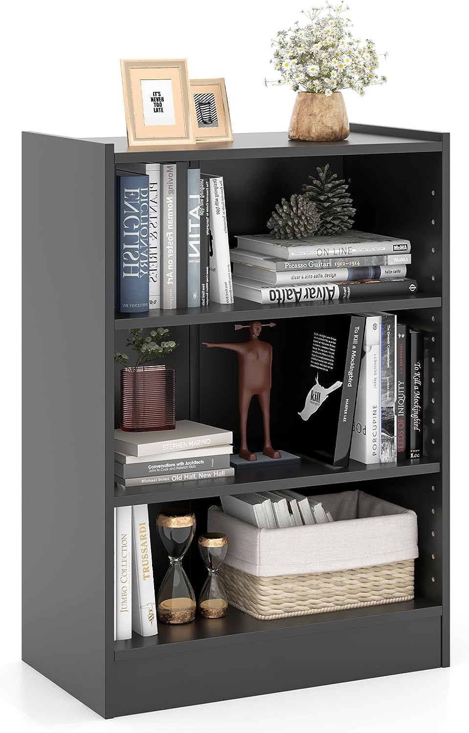 Giantex 3-Cube Bookcase White - 3-Tier Modern White Open Bookshelf with Adjustable Shelves