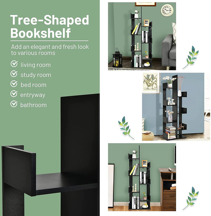 Wooden Bookcase, Tree-Shaped Modern Display Bookshelf - Giantexus