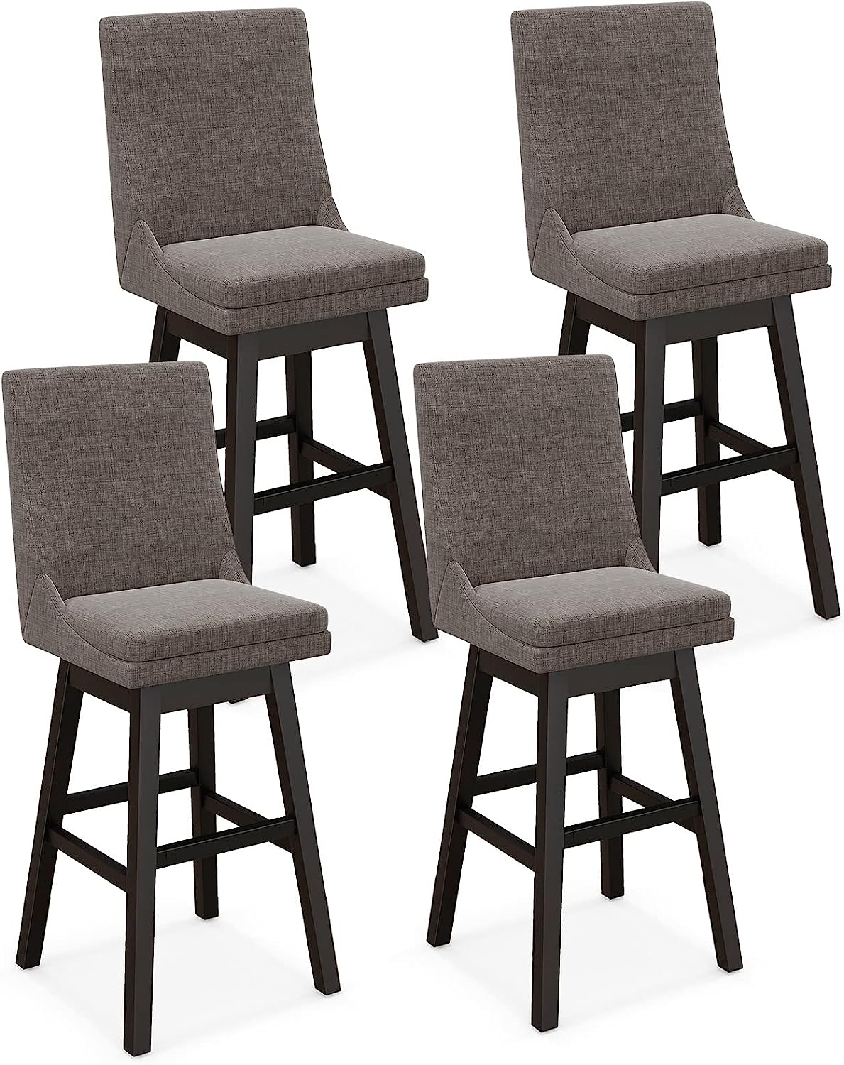 Giantex Bar Stools Set of 2, 30.5" Bar Height 360-degree Swivel Barstools with Rubber Wood Legs, Gray