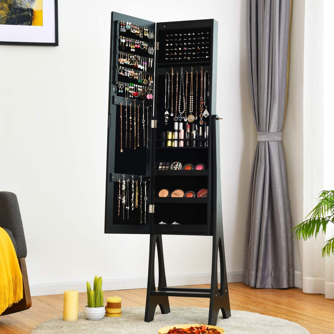 12 LEDs Jewelry Armoire Cabinet with Full-length Mirror - Giantex