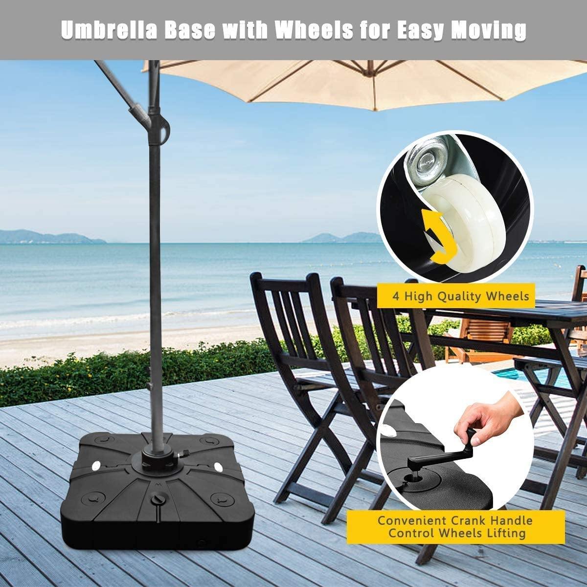 260lbs Offset Patio Umbrella Base with Wheels - Giantexus