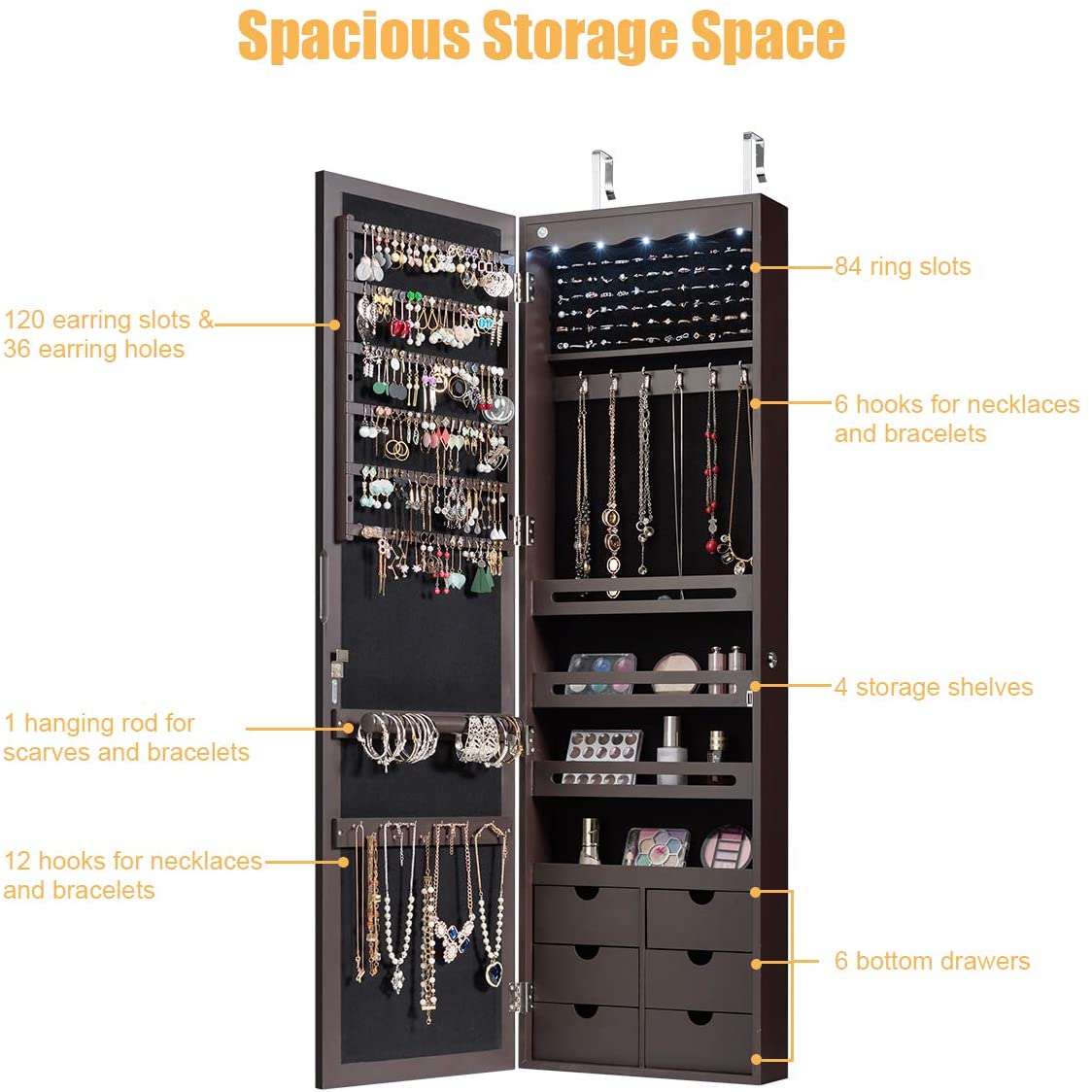 Large Capacity Jewelry Organizer Storage Jewelry Box with Drawers