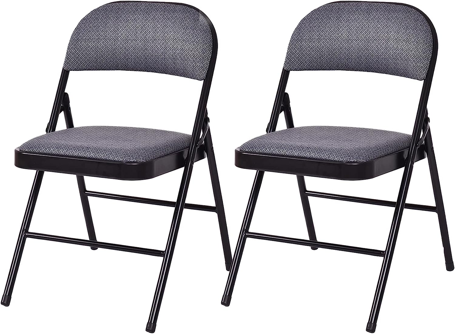 4-Pack Folding Chairs with Metal Frame and Fabric Upholstered Padded Seat