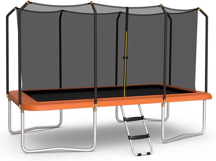 Giantex Trampoline, 8 FT x 14 FT ASTM Certified Rectangular Trampoline with Enclosure, Ladder, Double-Side Galvanized Steel Frame