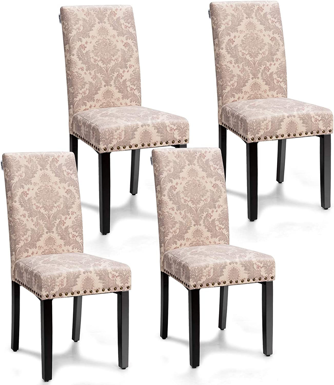 Upholstered Dining Chairs Set of 2 or 4, Fabric Side Chairs w/Wood Legs