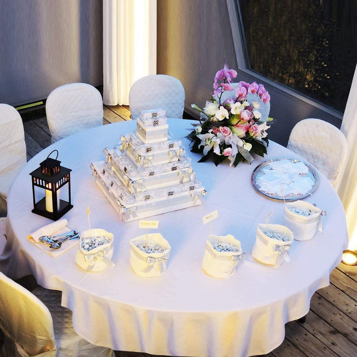 10 Pcs Round White Tablecloth 120-Inch, Premium Polyester Table Cover (White, 120") - Giantexus
