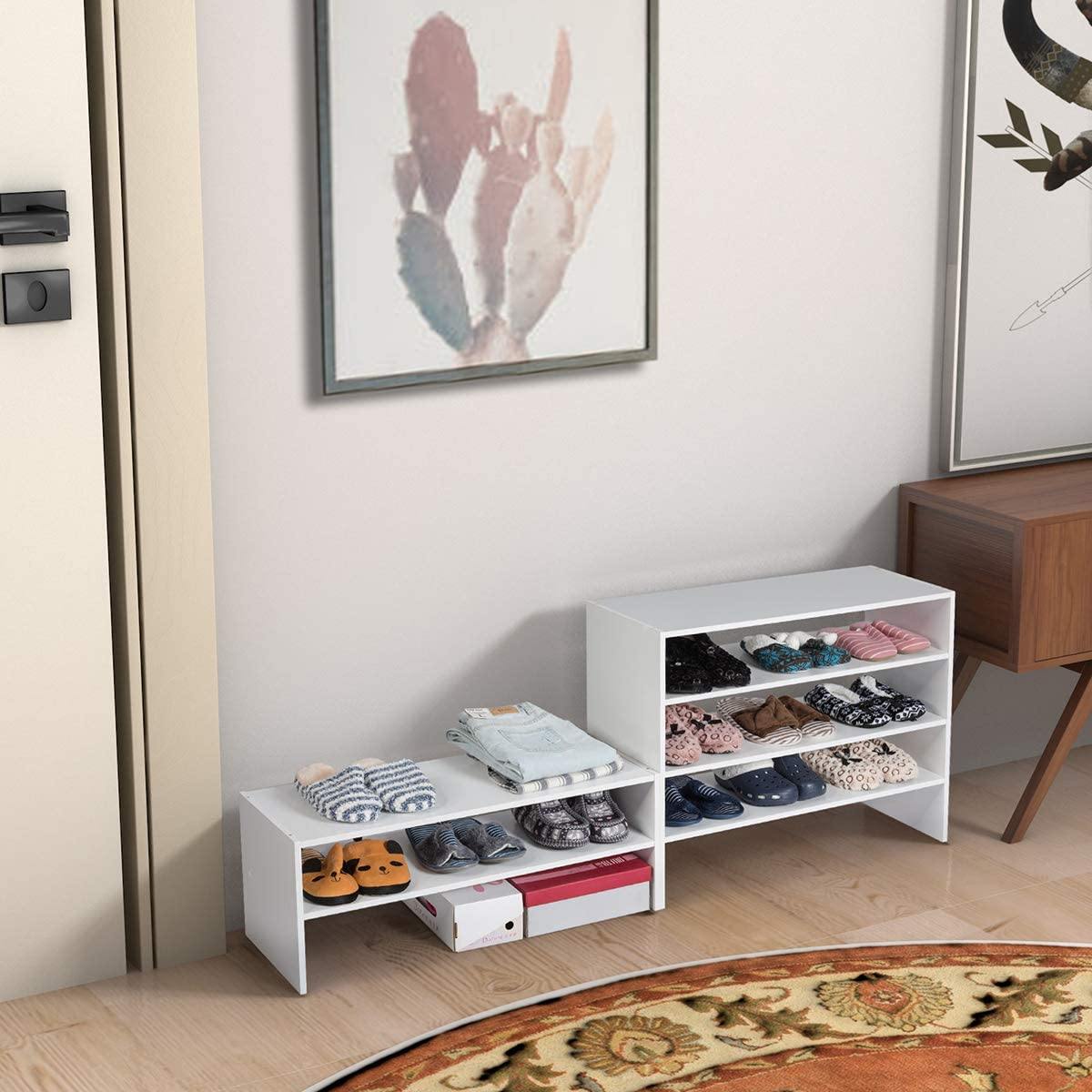 3-in-1 Shoe Rack, 5-Tier Shoe Organizer, Wood Storage Shelf for Shoes - Giantexus