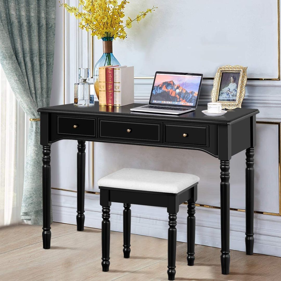 Vanity Set with Tri-Folding Mirror & 8 Necklace Hooks, 7 Drawers, 2 Dividers, 6 Desktop Makeup Organizers - Giantexus