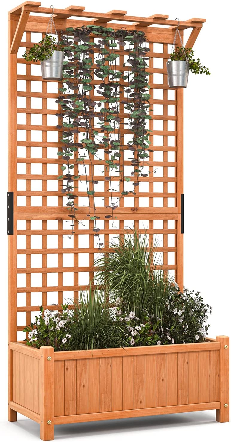Planter Raised Bed with Trellis - Giantex