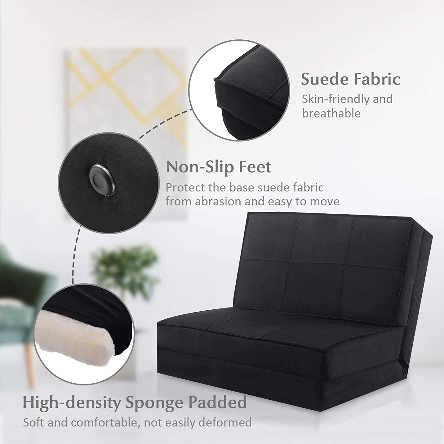 5-Position Adjustable Convertible Flip Chair - Giantexus