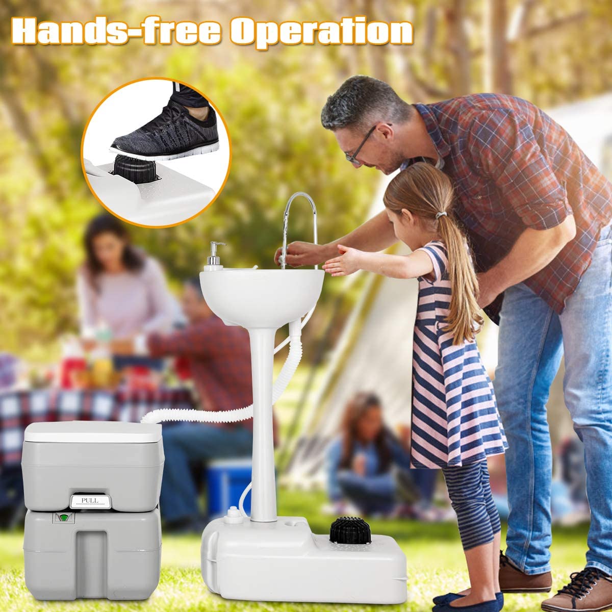 Outdoor Wash Sink and Potable Toilet Set