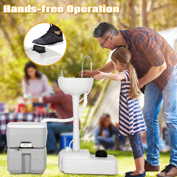 Outdoor Wash Sink and Potable Toilet Set