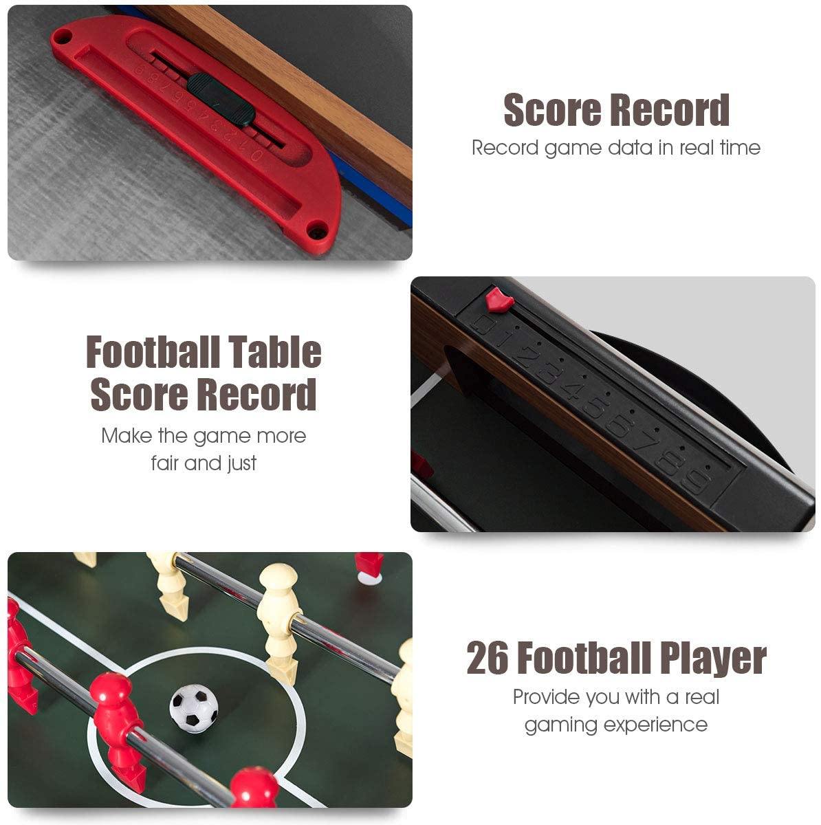 3-in-1 48" Combo Game Table w/ Soccer, Billiard, Slide Hockey, Wood Foosball Table - Giantexus