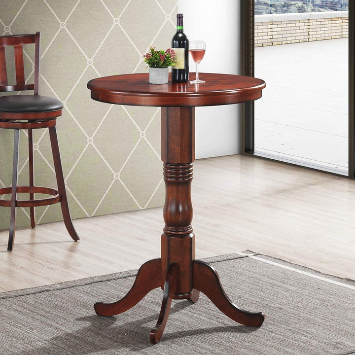 Table 42" Wooden Round Pub Pedestal Side Table - Giantexus