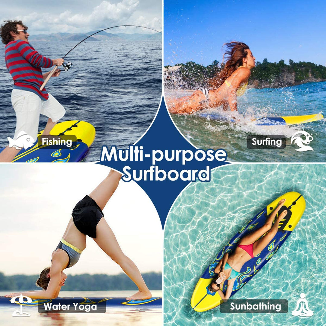 Giantex Surfboard, 6 Ft Stand Up Surfing Board w/ 3 Detachable Fins - Giantexus
