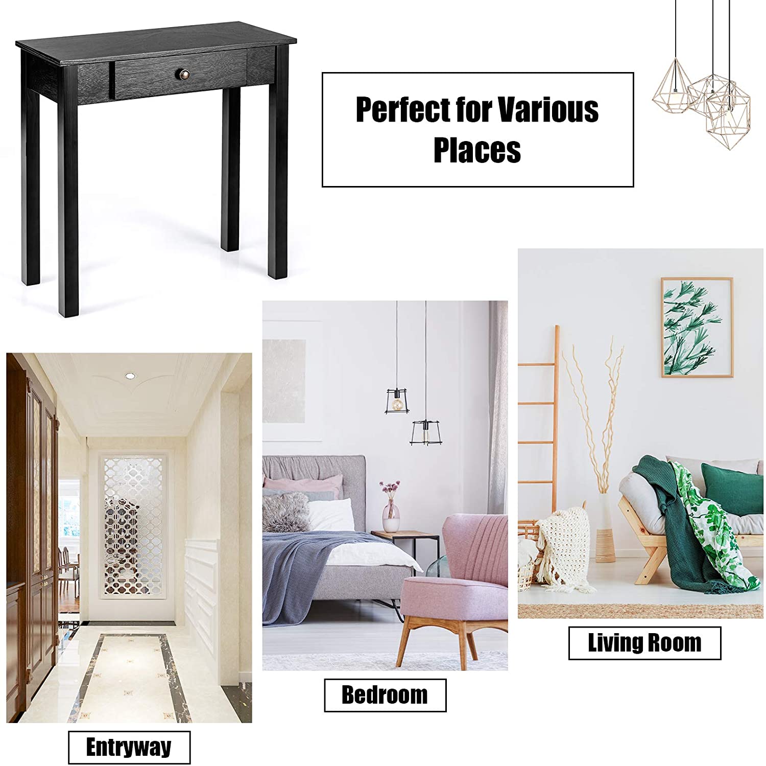 Bedroom Hallway, Small Space Simple and Modern living room table - Giantexus