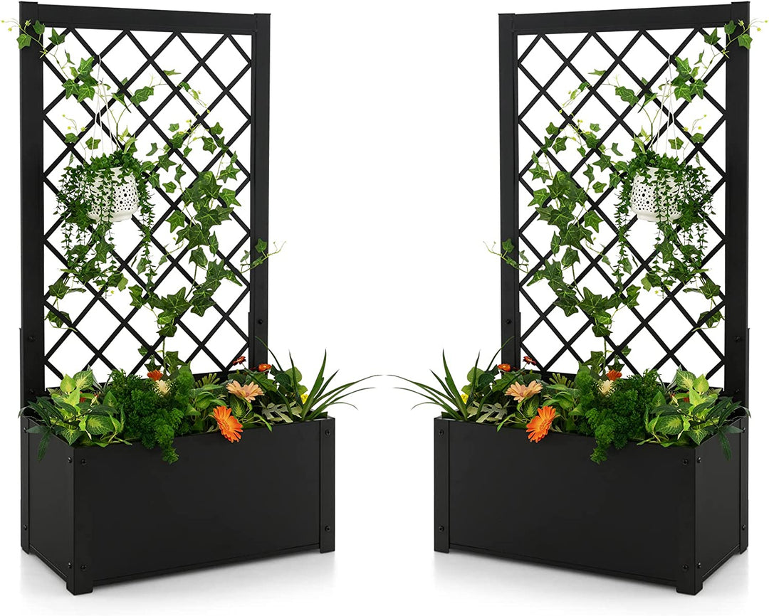 Giantex Raised Garden Bed with Trellis, 49" Metal Vertical Planter with Garden Trellis