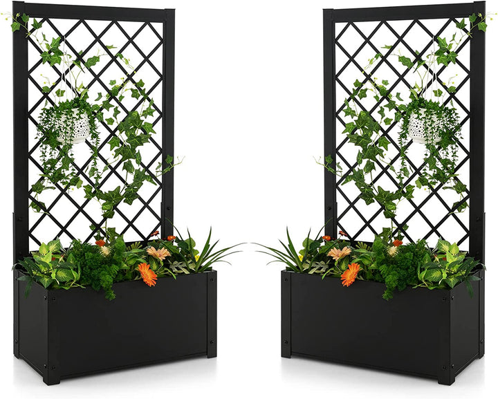 Giantex Raised Garden Bed with Trellis, 49" Metal Vertical Planter with Garden Trellis
