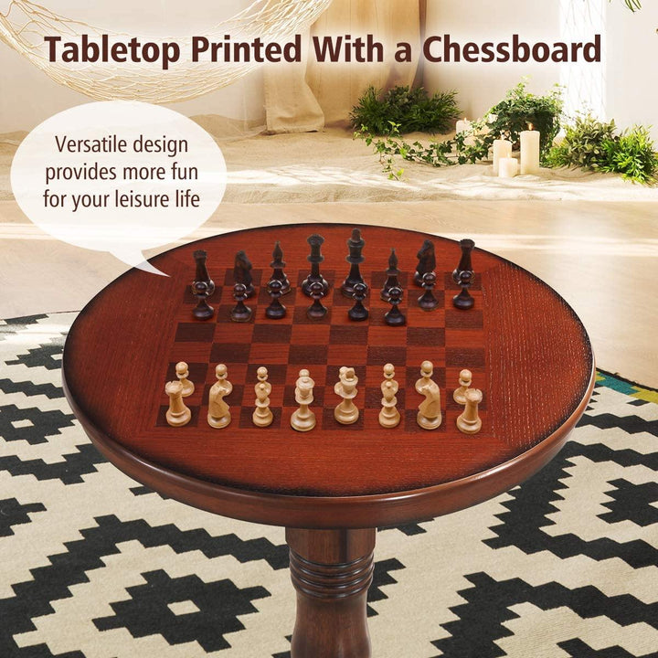 Table 42" Wooden Round Pub Pedestal Side Table - Giantexus