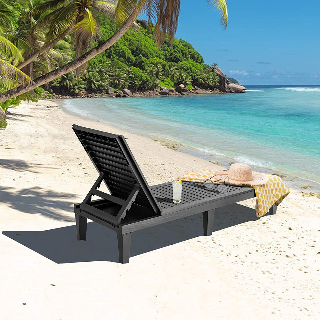 Outdoor Chaise with 5-Position Adjustable Backrest, Rust-Resistant Chaise