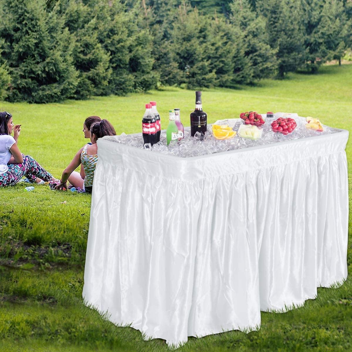 Giantex 4 Foot Ice Cooler Table w/ Matching Skirt and Drain Plug, Foldable Buffet Cold Food Keeper for Party - Giantexus