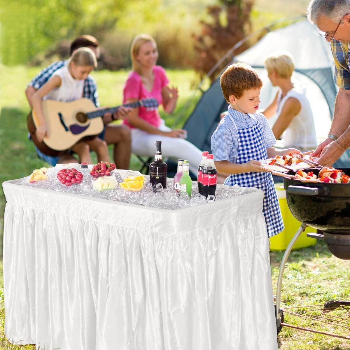 Giantex 4 Foot Ice Cooler Table w/ Matching Skirt and Drain Plug, Foldable Buffet Cold Food Keeper for Party - Giantexus