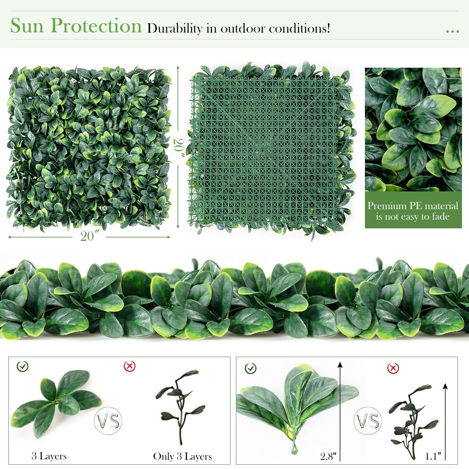 12PCS 20x20inch Artificial Boxwood Panels Garden Privacy Fence Screen - Giantexus