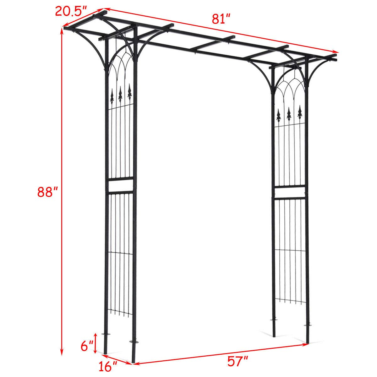 Giantex Metal Garden Arch, Wedding Arbor for Ceremony, Pergola Arbor Garden Trellis for Various Climbing Plant