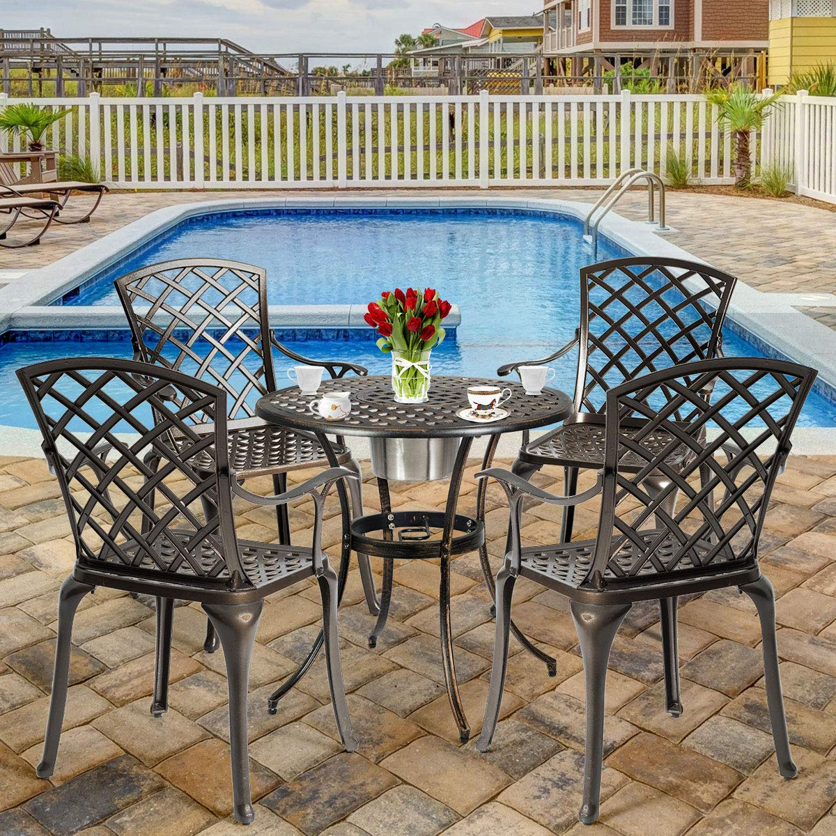 Giantex Aluminum Arm Dining Chairs Set of 2