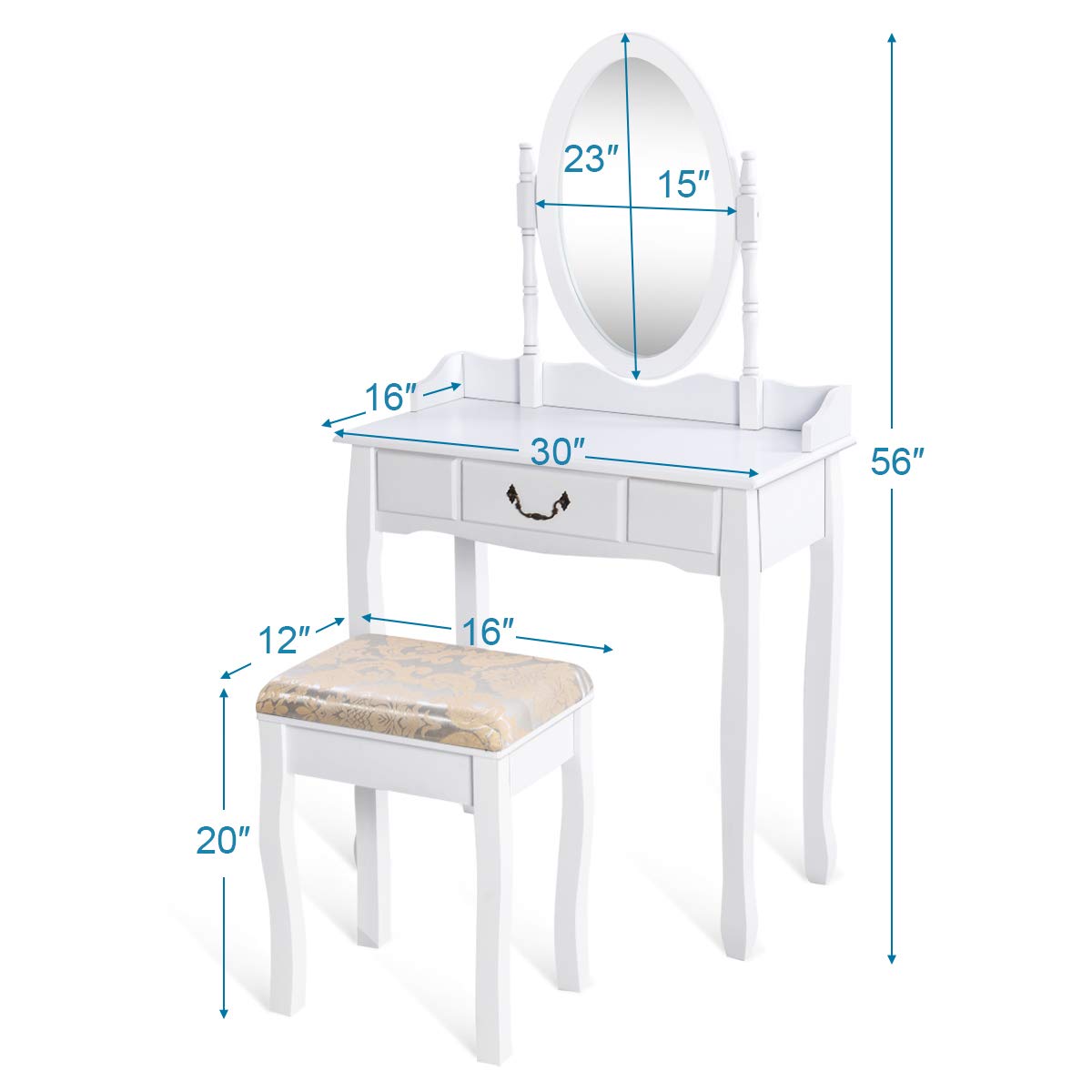 Giantex White Large Bedroom Vanities w/Drawer