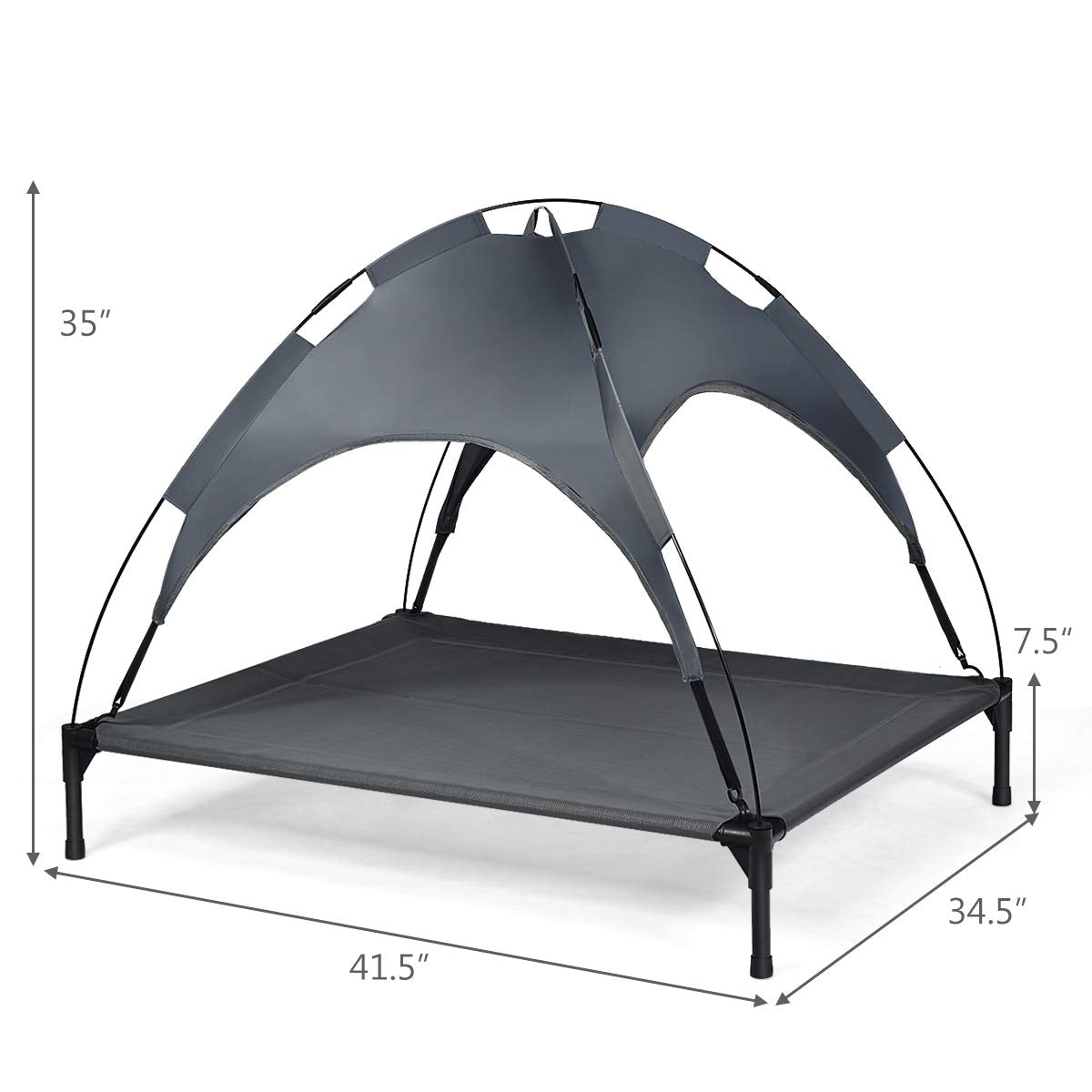 Giantex Elevated Dog Bed with Removable Canopy, Portable Raised Pet Cot Cooling Dog Bed for Camping Beach Lawn