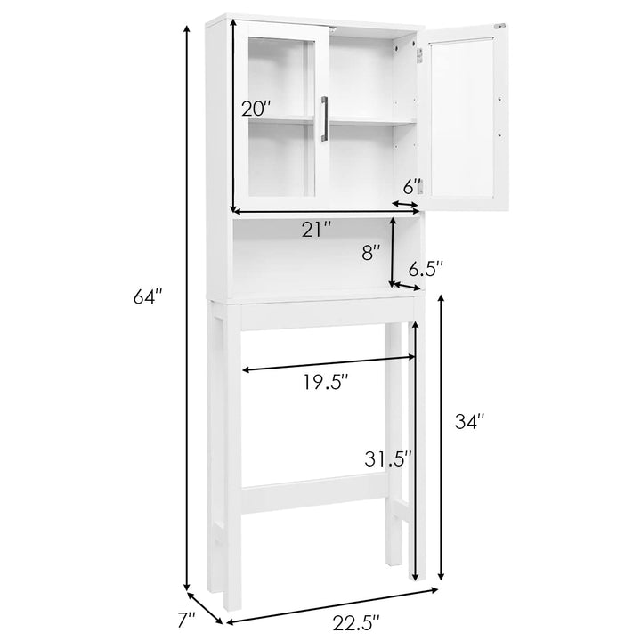 Giantex Over-The-Toilet Storage Cabinet W/Tempered Glass Doors, 3-Position Adjustable Shelf