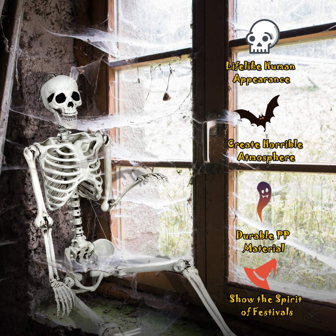 5.4 Ft Halloween Skeleton, Life Size Realistic Human Bones