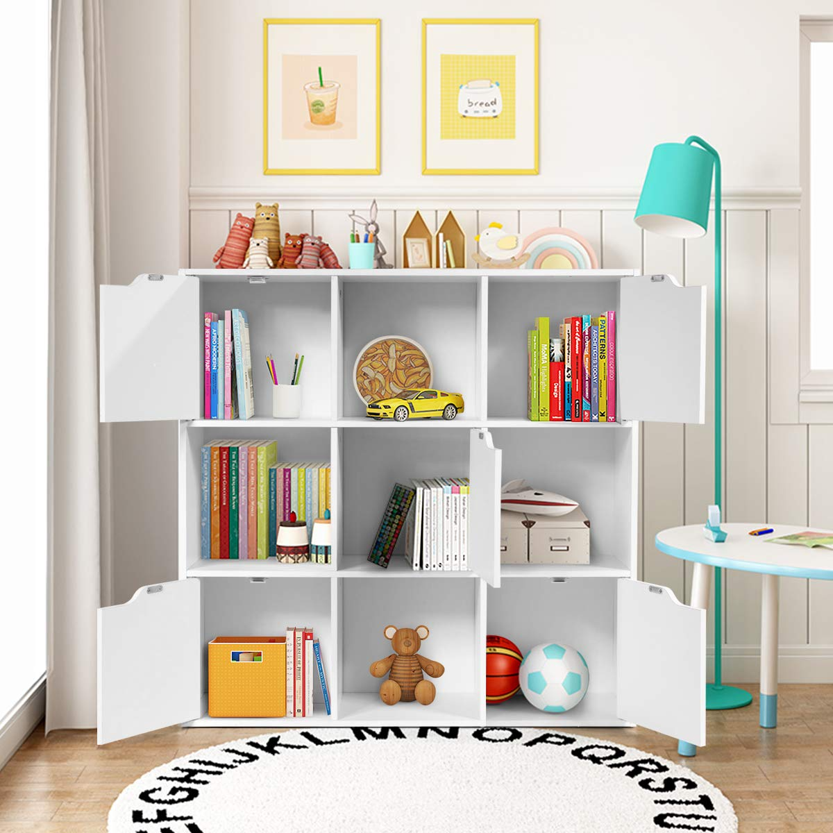 Giantex 9-Cube Storage Organizer, Storage Cabinet with 4 Open Cubes and 5 Cabinets