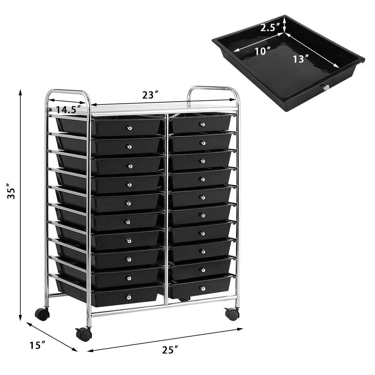 Giantex Storage Drawer Carts, 20-Drawer Organizer, Utility Cart on Wheels