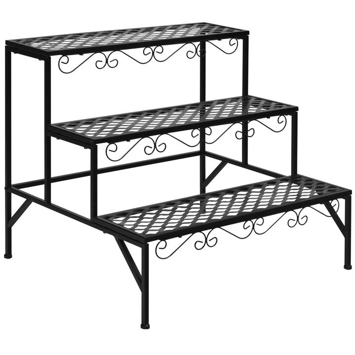 3 Tiers Metal Plant Stand, Ladder Plant Display Rack - Giantex