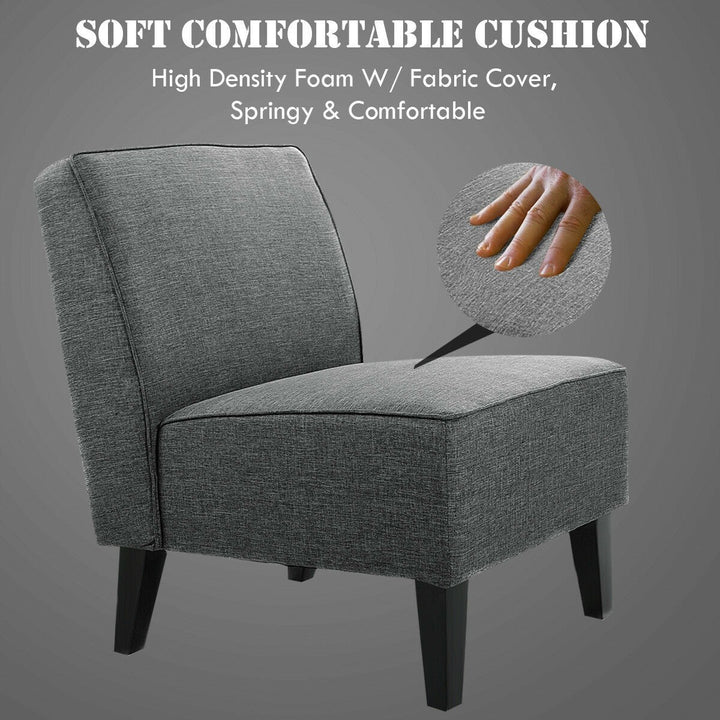 Thick Armless Accent Chair, Fabric Upholstered Slipper Chair - Giantexus